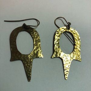 Hammered Metal Earrings Gold Tone